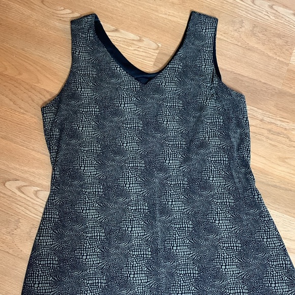 Vintage Nikki Morgan, sleeveless brown black abstract design midi dress. Size 8. - Picture 6 of 17